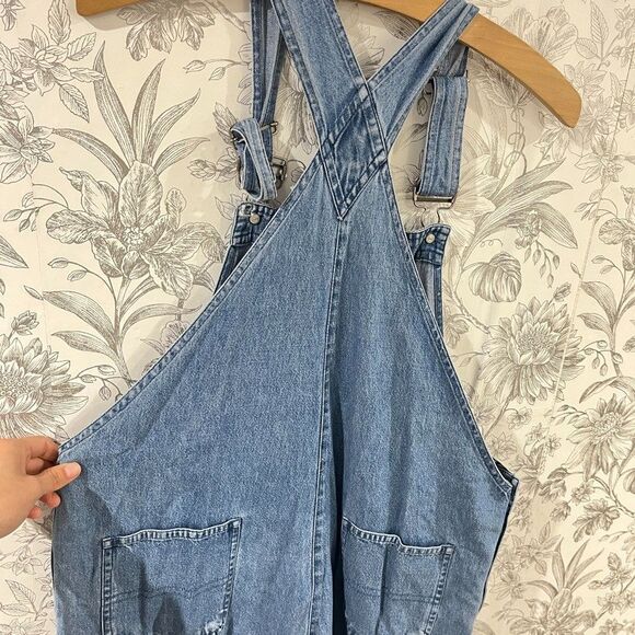 Vintage Agapo Denim Overalls Women Sz M USA Flag American Cross Stitch Embroider - Picture 11 of 14